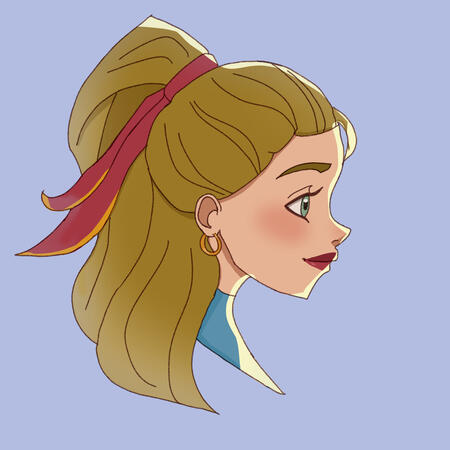 Blonde Girl with Red Ribbon